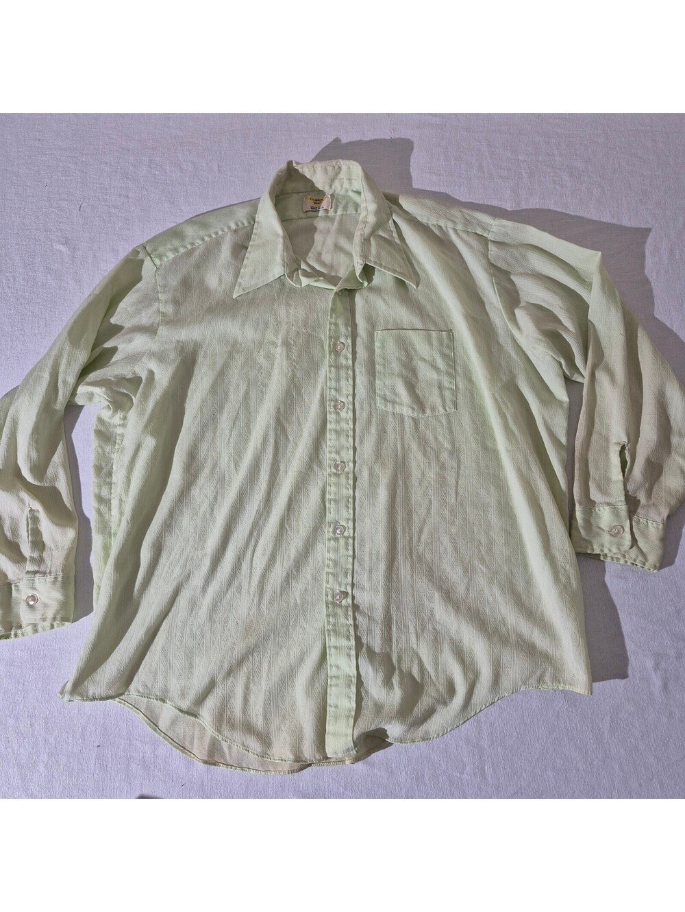 Golden Vee 70s pale green 2X/3X? textured button front shirt